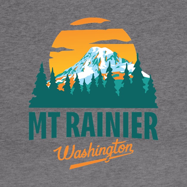 Washington Mt Rainier National Park Retro Design by Terrybogard97